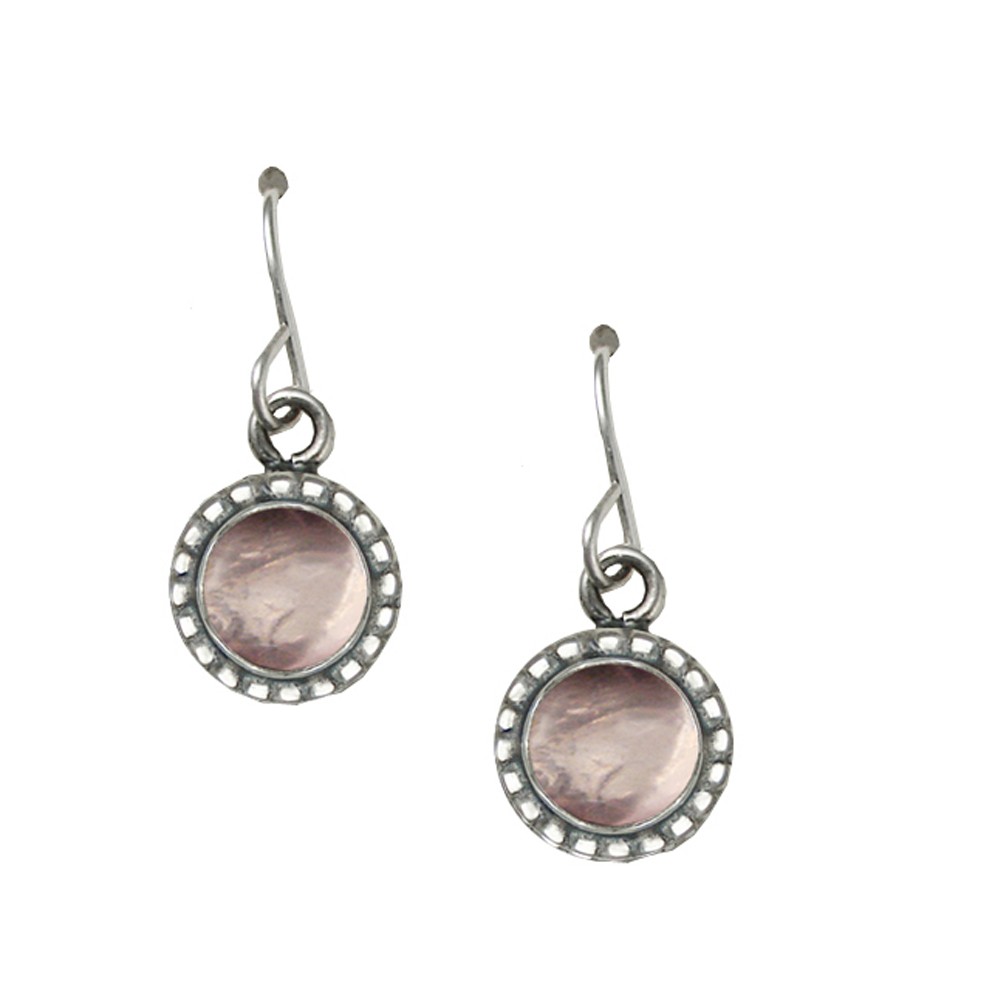 Sterling Silver Small Rose Quartz Gemstone Drop Dangle Earrings